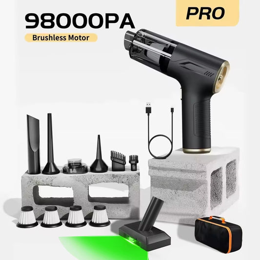 98000PA Mini Car Vacuum Cleaner Cordless Powerful Wireless Car Cleaner Handheld Portable Vacuum Cleaner Air Gun
