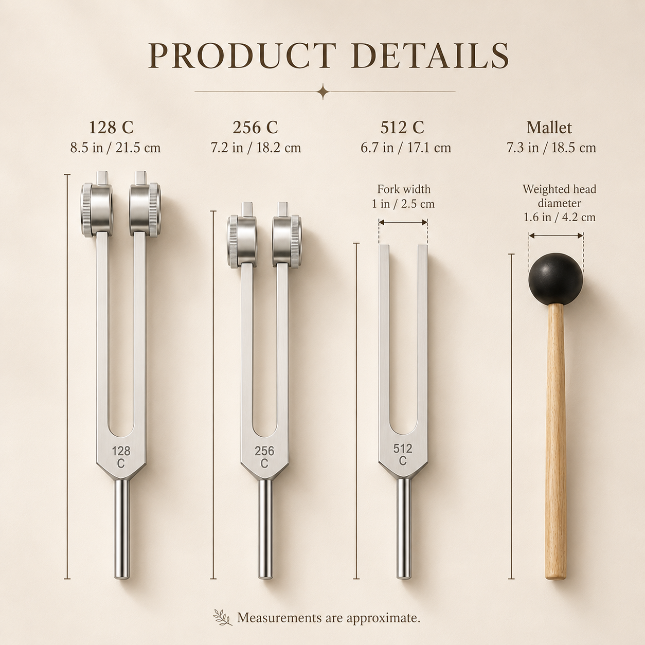 Resonance Tuning Fork Kit – 128Hz, 256Hz & 512Hz
