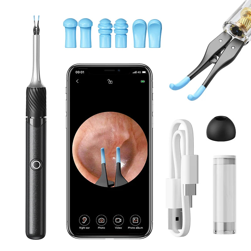 Visual Ear Cleaner with Camera Ear Wax Removal Tool with Ear Pick & Tweezers 12 Megapixels 6 Ear Spoons Earwax Removal Ears Care