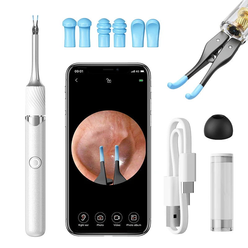 Visual Ear Cleaner with Camera Ear Wax Removal Tool with Ear Pick & Tweezers 12 Megapixels 6 Ear Spoons Earwax Removal Ears Care