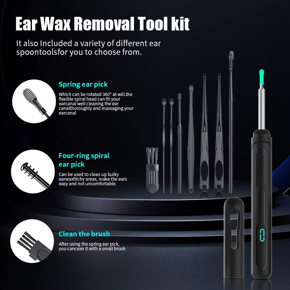 Ear Cleaner with Camera Set HD Ear Sticks Otoscope USB C Charging Endoscope Wax Removal Tool Earpick Ear Cleaning Set NK3 Pro